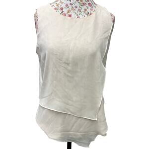 🌸 Calvin Klein Blush Pink Sleeveless Blouse M Layered Chiffon Tank